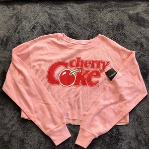 cherry coca cola pink cropped long sleeve shirt